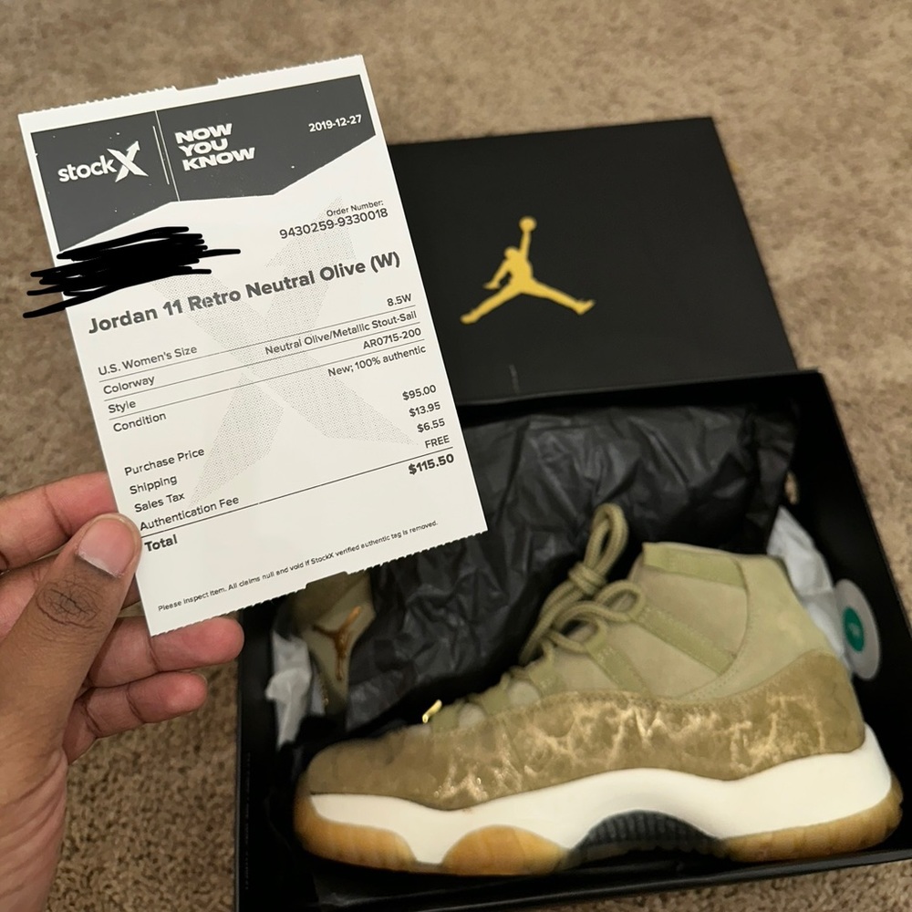 Air Jordan 11 Retro Neutral Olive with receipt